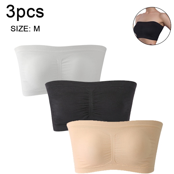 Pack Strapless Bandeau Bra Seamless Bralettes Stretchy Non Padded Bandeau Top Bra for Women