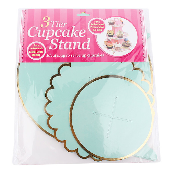 3-trinns Engangs Cupcake-Stativ for Baby Shower, Bryllup, Bursdag - Grønn