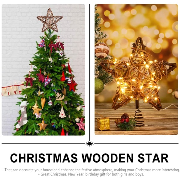 Christmas Star Tree Topper med 30 LED Varmhvit Kobber