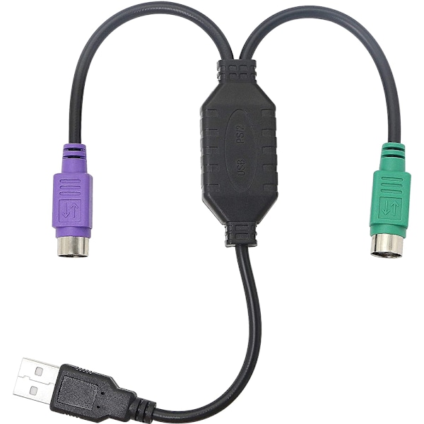 PS2 USB-kabeladapter for tastatur og mus med PS/2-grensesnitt, innebygd USB-kontroller og støtte for PS2-port på KVM-bryter