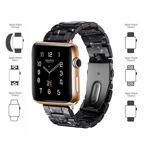 Armband Kompatibelt med Apple Watch Rem 42mm/44mm Serie 5/4/3/2/1, Smalt Resin Armband Ersättningsarmband Tillbehör