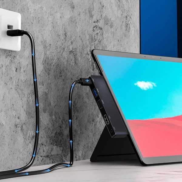 USB C Hub Dockningsstation 5-i-1 Surface Pro X Adapter Bas