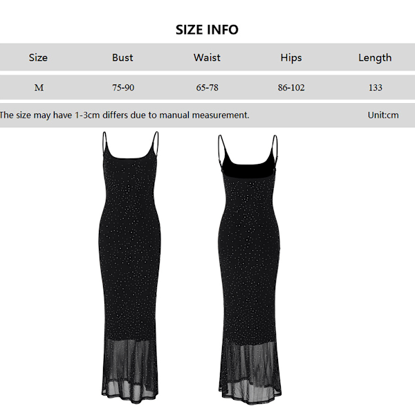 Kvinners paljett-mermaid-kjole til prom, spaghettistropper, glitrende, formell festkjole til kvelden M