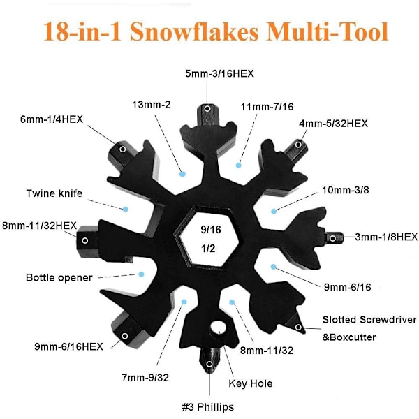 18-in-1 Lumikide Multityökalu Ruostumattomasta Teräksestä Avaimenperä Multityökalu Yhdistelmä Pullonavaaja Uskomaton Työkalu Joululahja