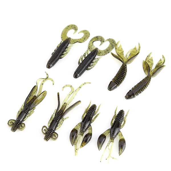 25pcs Silicone Carp Bass Fishing Shrimp Worm Lure Bait Set (Dark Green)