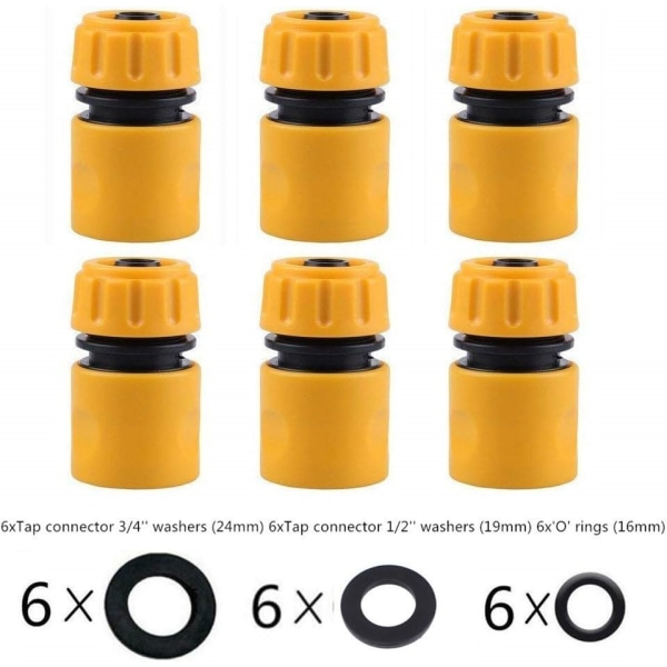 6 stk. slangeforbindelsessæt haveslangeslangeforbindelse slange adapter