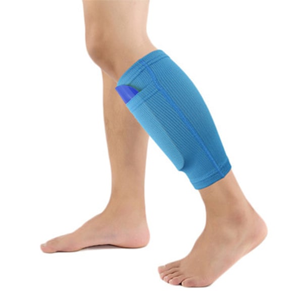 1 sæt fodboldsæt til voksne og unge børn med strømper skinnebensskinner og leggings plastikpose fodboldudstyr til at forhindre skader (blå, M)