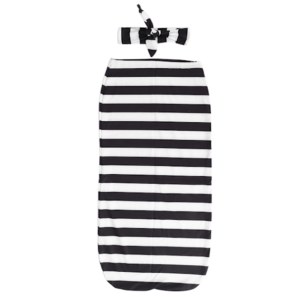 Nyfødt sovepose pannebånd sett baby swaddle motta tepper pannebånd svart hvit stripe 0-3 måneder gammel baby