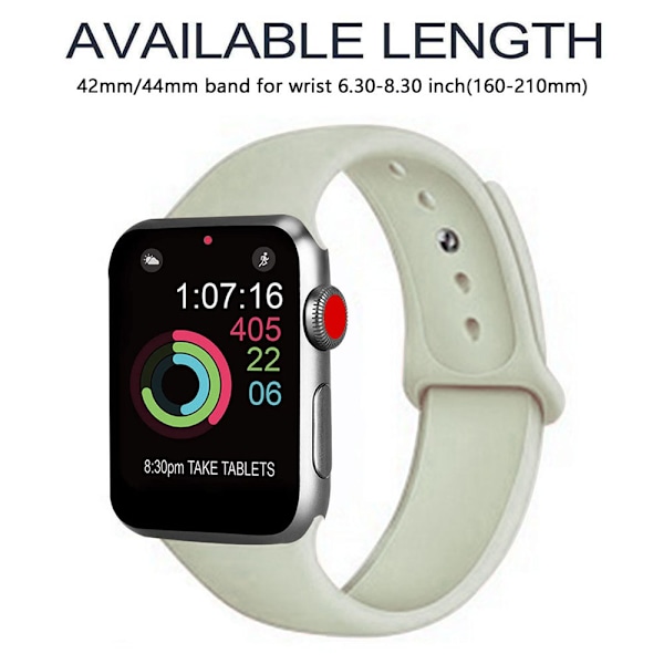 C-modell - Silikonarmband för Apple iWatch - 42/44mm storlek - Ljusgrå