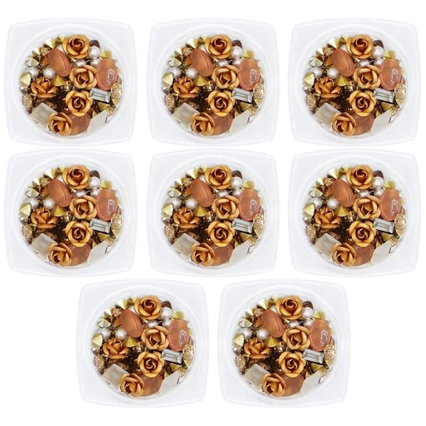 Neglekunst 3D Rose Rhinestones Sett, Blandede Perler Metallblomster Charms Perle for Negledekorasjon Kvinner Jente DIY Negle Design Håndverk Dekorasjon