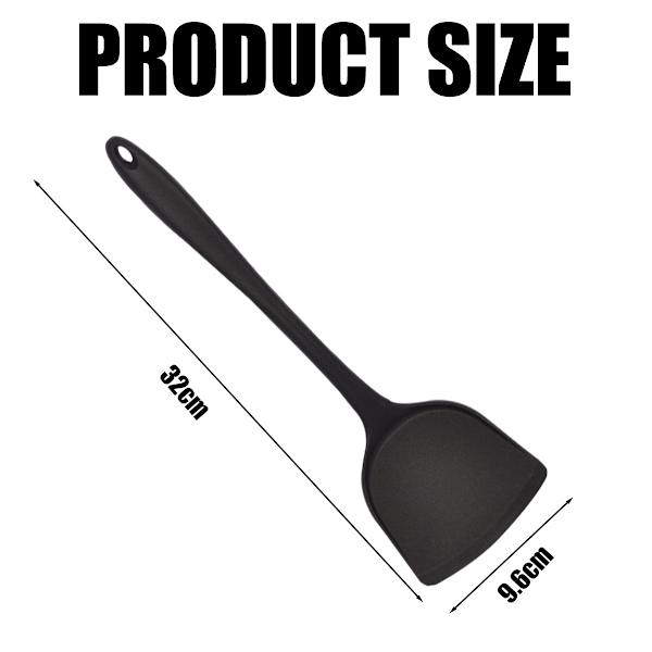 2-pack Silikon Wok Spatel, Icke-klibbig, Värme-, Fläck- och Luktresistent, Lätt att Rengöra och Diskmaskinsäker - Svart