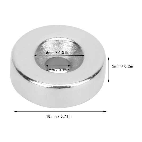 10 st Runda Sänkta Sällsynta Jordmagneter Ring M4 18mm Diameter D18x5