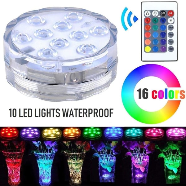 Unterwasser LED-lys 4 Stück med Fernbedienung, RGB Mehr