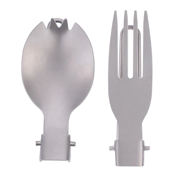 Bärbar hopfällbar titansk spork gaffel utomhus camping bestick resebestick (gaffel   sked)