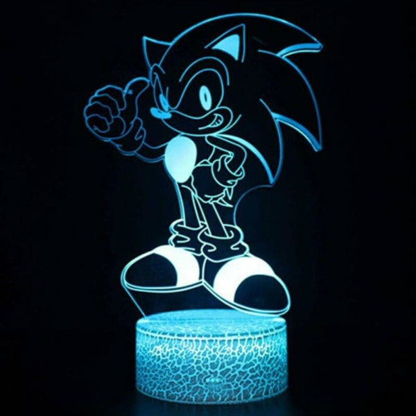 HYDYI Anime Sonic The Hedgehog Figuuri 3D Led Tischlampe Blitzeffekt 7 Bunte Acryl Visuelle Illusion USB Led-Leuchten Kinder Schlaf Lampe 100kpl