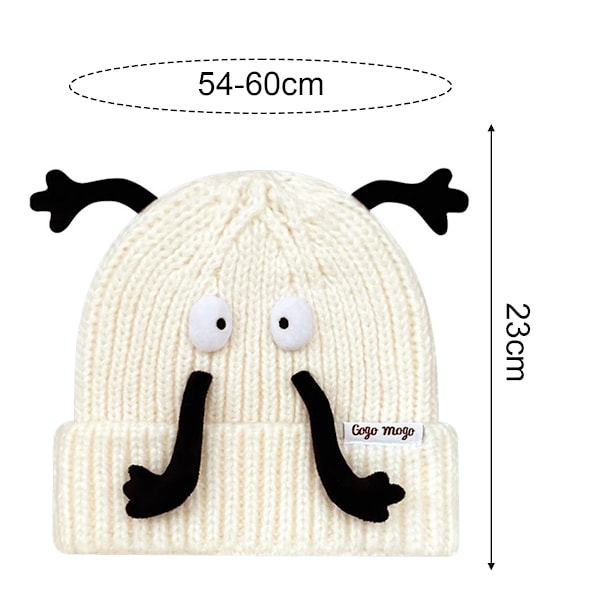 Vinter Pompom Beanie Hatt, Varm Fleece Material, Höst Vinter Visa Ansikte Varm Mössa, Beanie Stickad Hatt