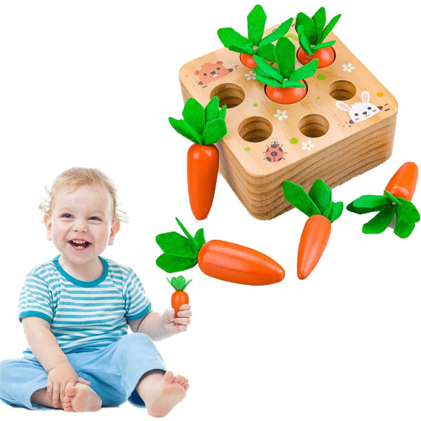 Træ Montessori legetøj, gulerod legetøj, træ sortering spil til