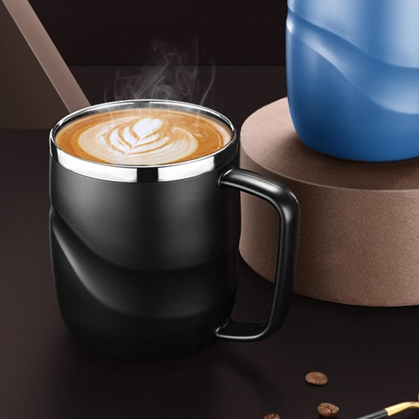 Kaffemugg i rostfritt stål med lock och handtag vakuumisolerad
