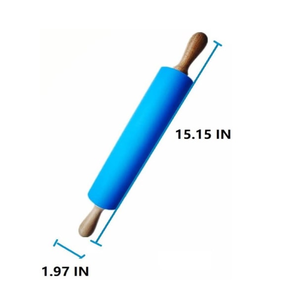Silikone rullestift Non Stick overflade træhåndtag 1,97X15,15