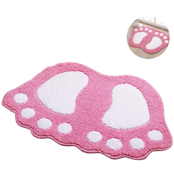 Bathroom Carpet Door Mat Bath Mat - Cute Paw Feet Toilet Bathtub Shower Non-Slip Mat Water Absorbent Quick Drying Washable Durable Rug