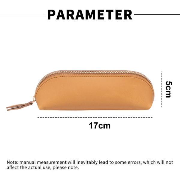 Leather Zipper Pen Case Pouch Holder Bag, Small Travel Makeup