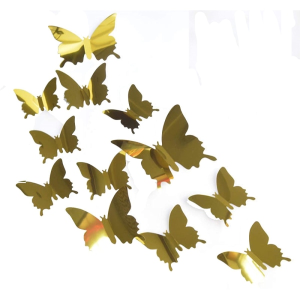 12 delar DIY Fjärilar Väggdekoration Kombination 3D-spegel