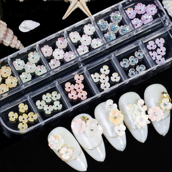 60 kpl Flower Butterfly Nail Art Charms Glitter Decals