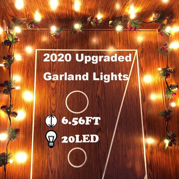 Christmas Garland Lights 6.56FT Holiday Prelit Garland Pine Cone