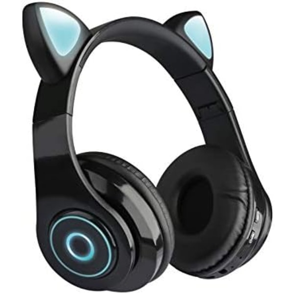 ZJWD Cute Cat Ear trådløse hovedtelefoner, Bluetooth 5.0 Over Ear He