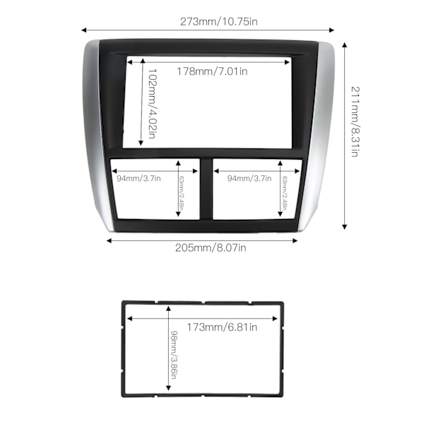 Auton Kojelaudan Radio Fascia 2DIN DVD Paneelin Kehys Navigointi Trim Vaihto Subaru Forester Impreza