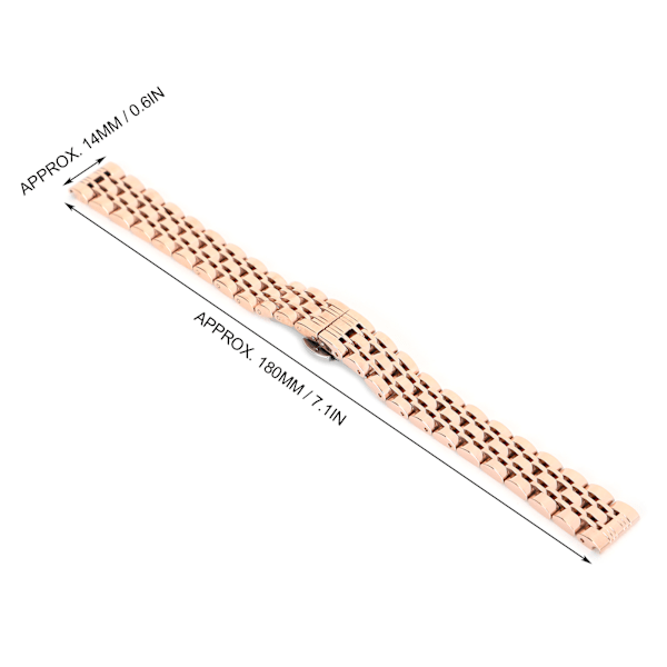 14mm urrem i rustfrit stål, rem til ur, reserveurrem til ur, tilbehør, rosaguld