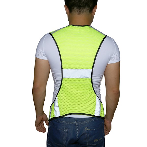 High Visibility Reflective Safety Vest Night Running Security Clothing Adjustable Waist(Lime)