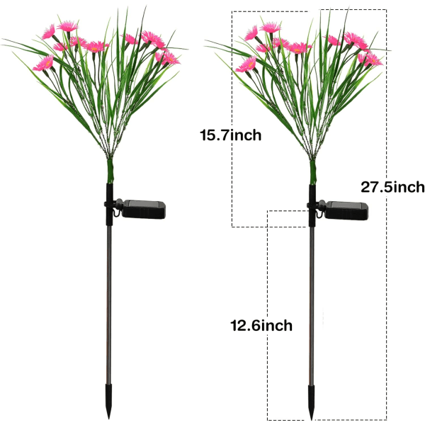 2st Artificiell Rosa Little Daisy Light Outdoor, Outdoor Solar Gar