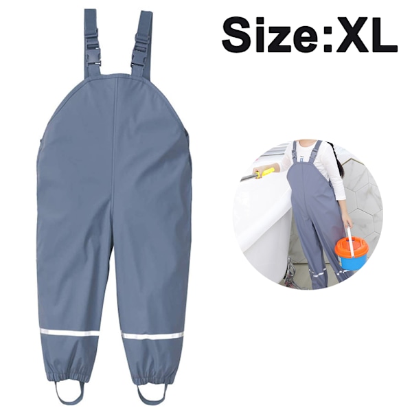 Children's rain dungarees, wind- and waterproof mud pants with fleece lining