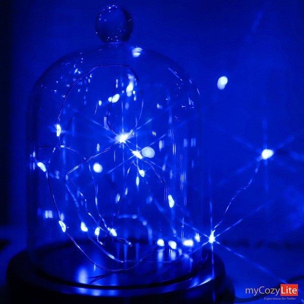 Blå LED String Lights Batteridrevet 50 Micro LED String Light