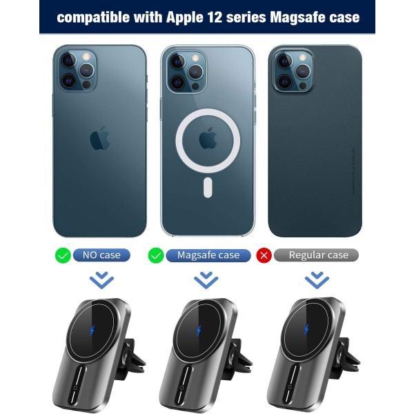 Magnetisk trådløs bilopladerbeslag til IPhone 12 /12 Mini /12 P