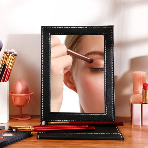 Bærbart sammenklappeligt makeupspejl med stativ, stort