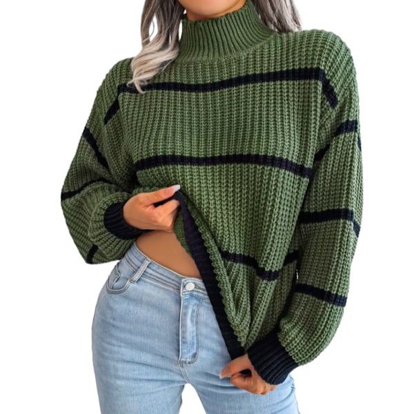 Women's turtleneck sweater, elegant chunky knit sweater, long sleeve sweater dark gray