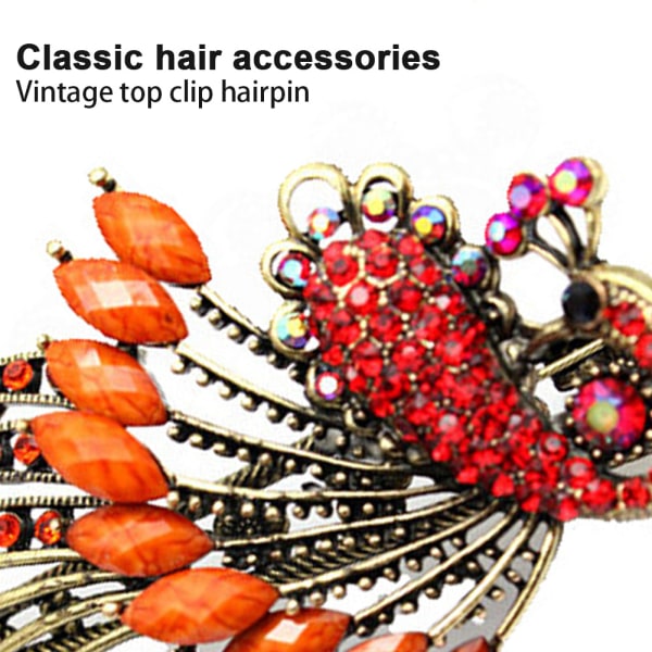Kvinnors påfågelformade rhinestone franska hårstrån