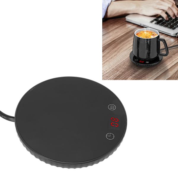 Cup Warmer 55°C Constant Temperature Digital Display Touch Button Heating Coffee Warmer for Desk for Stainless Steel Cup Black EU Plug