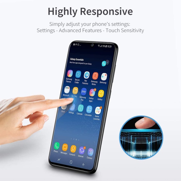 2-pack kompatibel med Samsung Galaxy A70 full täckande skärm