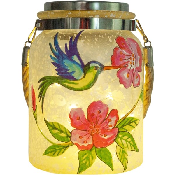 Uppgraderade Solar Lantern Lights Mason Jar Lock Lights Hummingbird C Hummingbird, Warm White