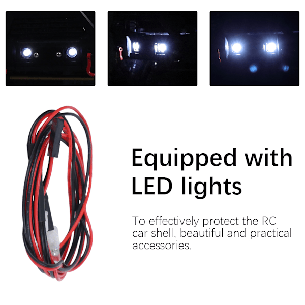 SCX10 90046 90047 1/10 RC-autolle Metallietuinen etupuskuri LED-valoilla, musta