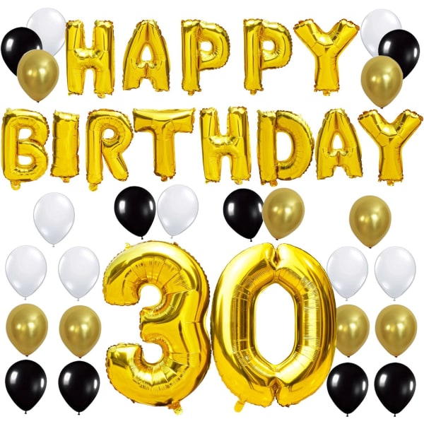 Hyvää syntymäpäivää Happy Birthday Letters Ilmapallo+Numero 30 Mylar Fo