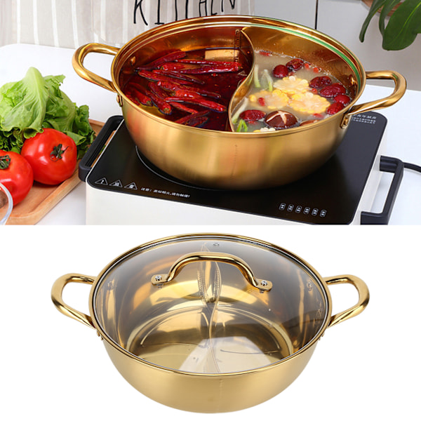 Hot Pot 30,3 cm Diameter 304 Rustfritt Stål Rustfritt Separat Design Mandarin Duck PotGold