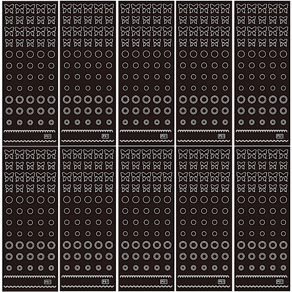 10 Ark Airbrush Negle Stencil Klistremerker for Neglekunst, 3D Selvklebende Sommerfugl Hjerte Snøfnugg Fransk Design Hultrykk Mal Stencil Style 1