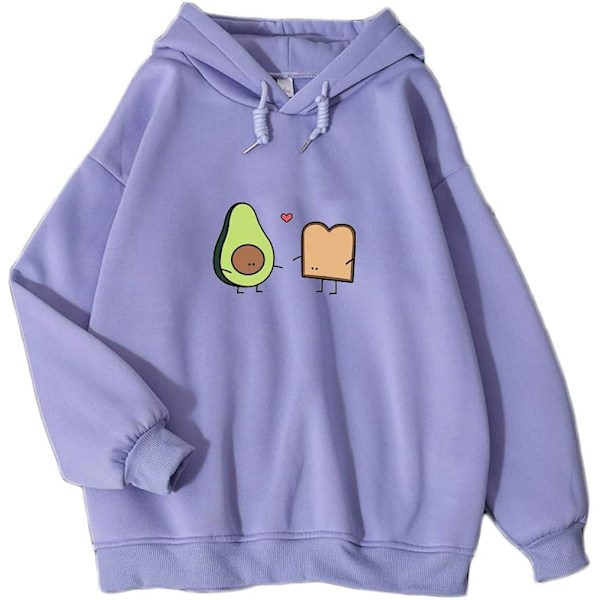 KEEVICI Söta Avocado Vegan Bröd Cartoon Hoodies för Kvinnor