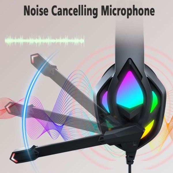 Gaming-headset, over-ear-gaming-hovedtelefoner med støjreduktion
