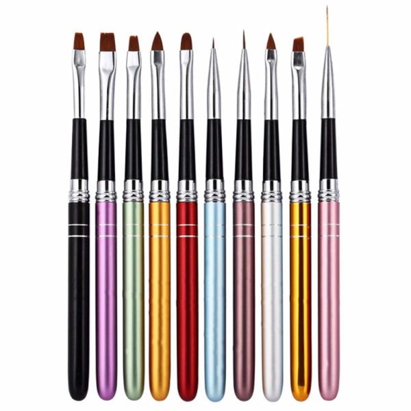10 kpl Nail Art Pen Professional Salon -kynsiharja ja -kotikäyttöön