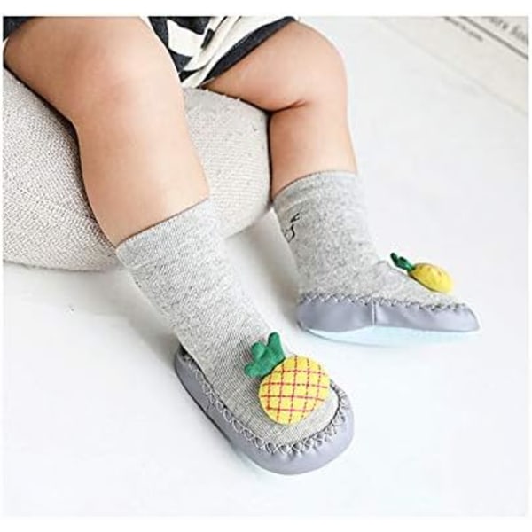 Baby Girl Mockasin Sko för toddler Pojkar Strumpor Skor halkfria Pineapple M(6-12 months)